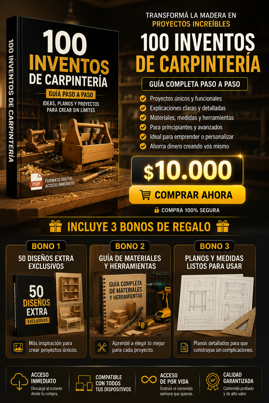 🪚 100 Inventos de Carpintería — Guía Paso a Paso
